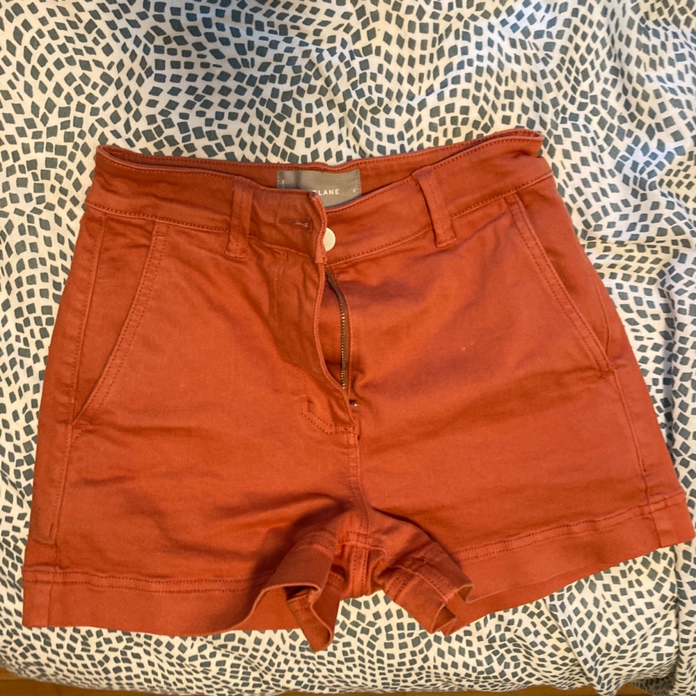 Everlane cotton twill shorts, orange, 0